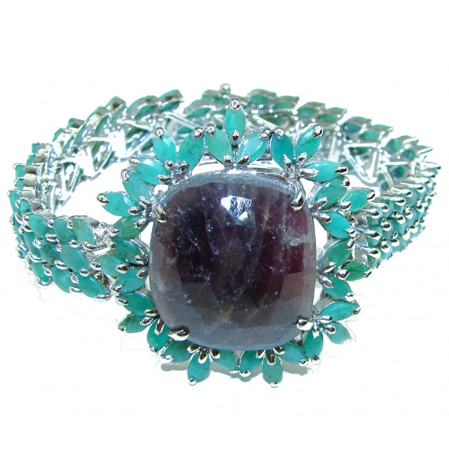 Spectacular Beauty of Nature Ruby Emerald .925 Sterling Silver handmade Bracelet