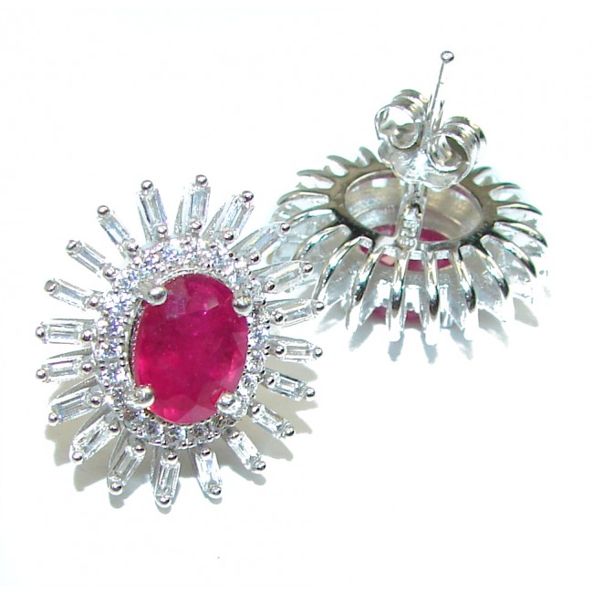 Spectacular 8.5 carat Ruby .925 Sterling Silver handcrafted earrings