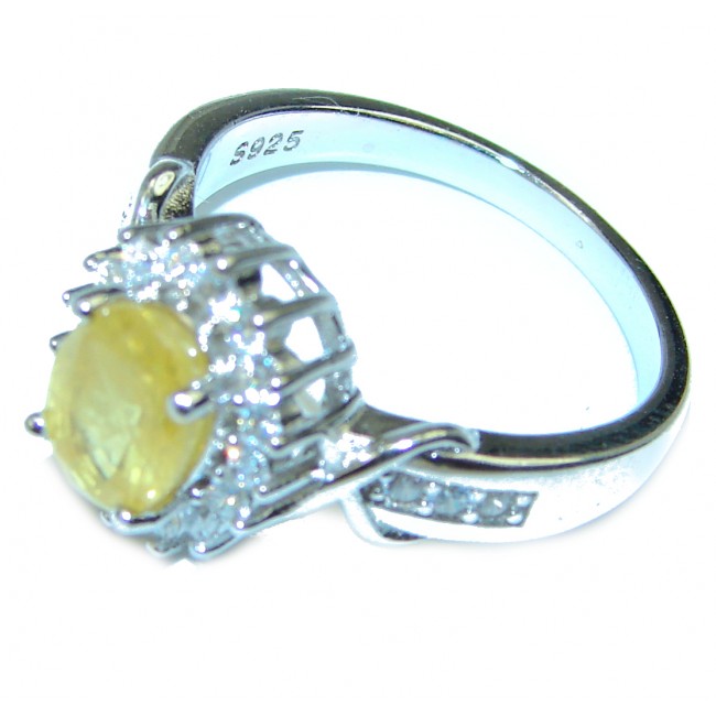 6.5 carat Yellow Sapphire .925 Sterling Silver handcrafted ring size 7 1/4