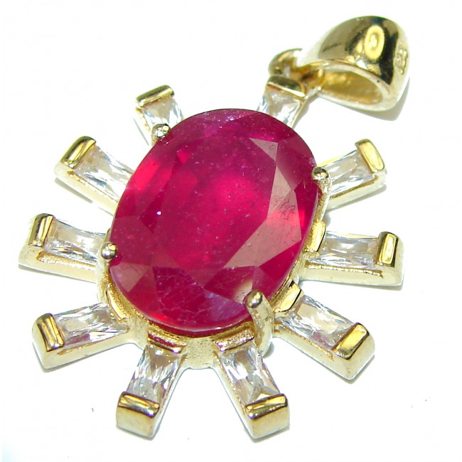 Fancy Authentic Ruby 14K Golden over .925 Sterling Silver handmade Pendant