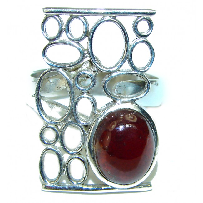 Genuine 10.2ct Hessonite Garnet .925 Sterling Silver handmade Ring size 7 adjustable