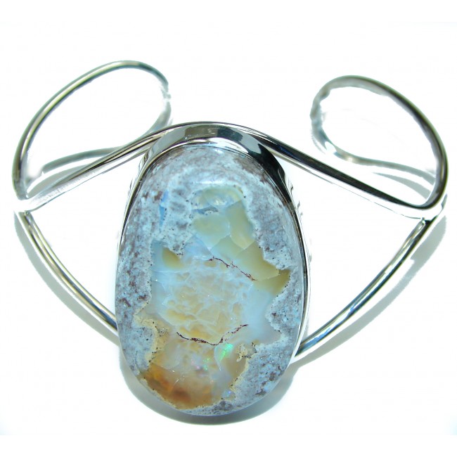 Arizona Sun Lights Mexican Opal handmade .925 Sterling Silver Bracelet / Cuff
