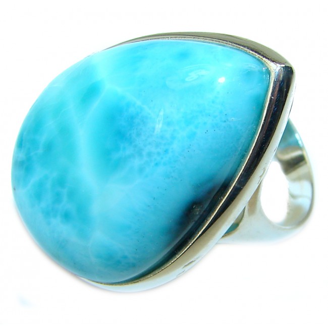 Amazing quality Larimar .925 Sterling Silver handmade ring size 8 1/4