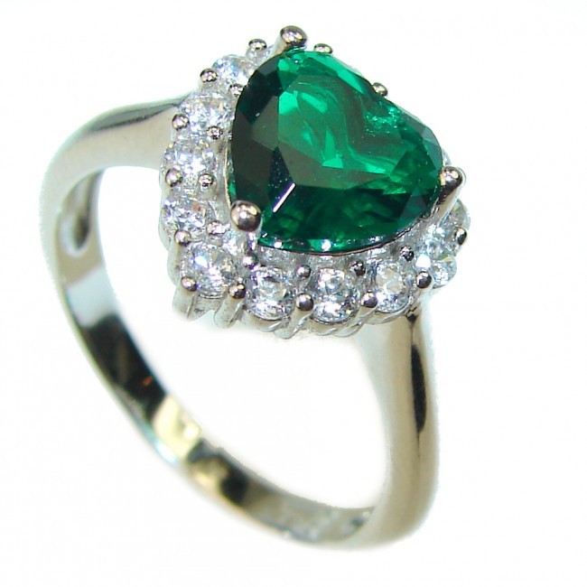 Endless Love Emerald .925 Sterling Silver handmade Ring s. 7 3/4