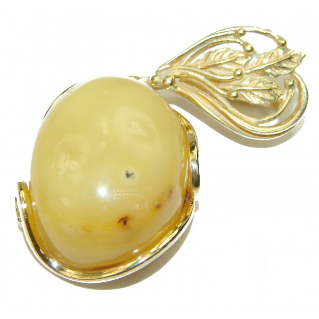 Authentic Golden Baltic Amber 14k Gold over .925 Sterling Silver handmade Pendant
