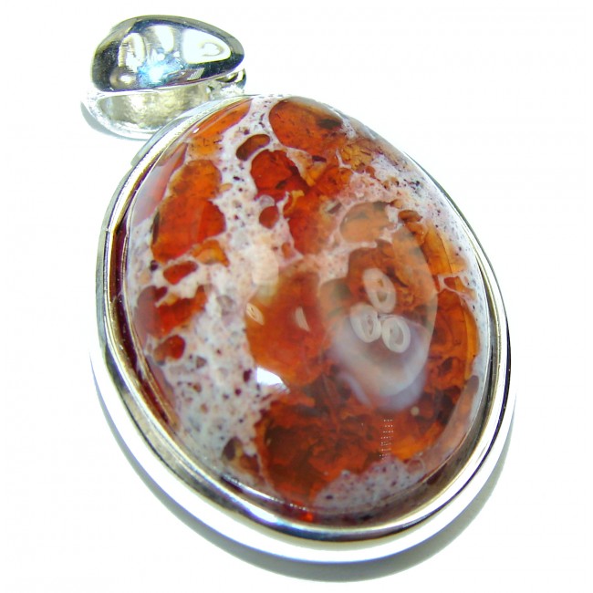 Bonfire Night best quality Mexican Opal .925 Sterling Silver handmade Pendant