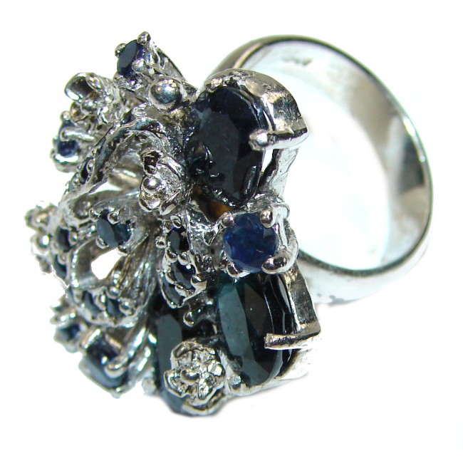 Blue Garden Sapphire .925 Sterling Silver handmade ring size 6 1/2