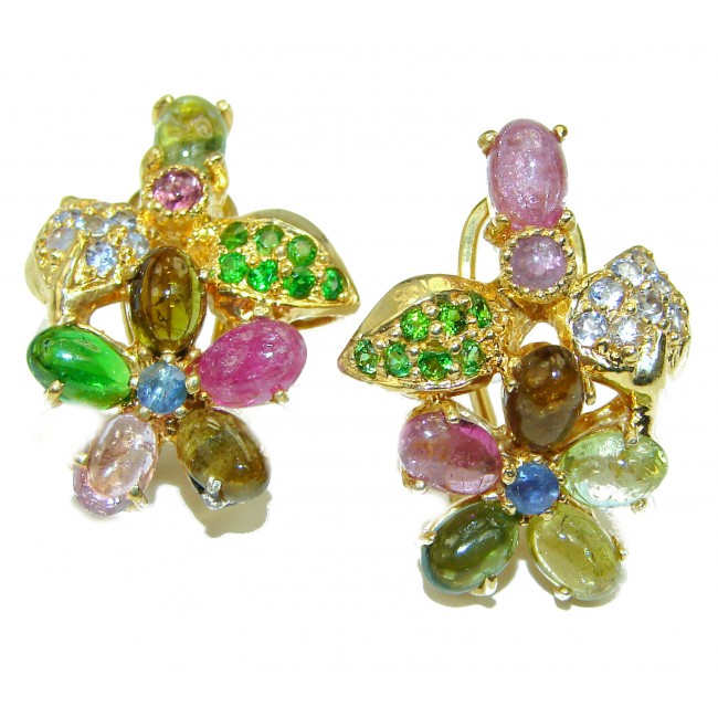 Spectacular Tourmaline 14K Gold over .925 Sterling Silver handcrafted earrings