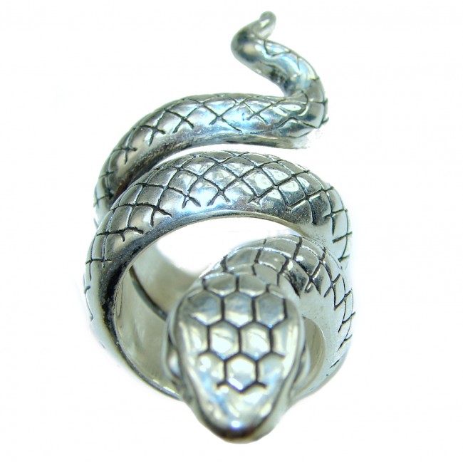 Large Boa Snake .925 Sterling Silver handcrafted Statement Ring size 6