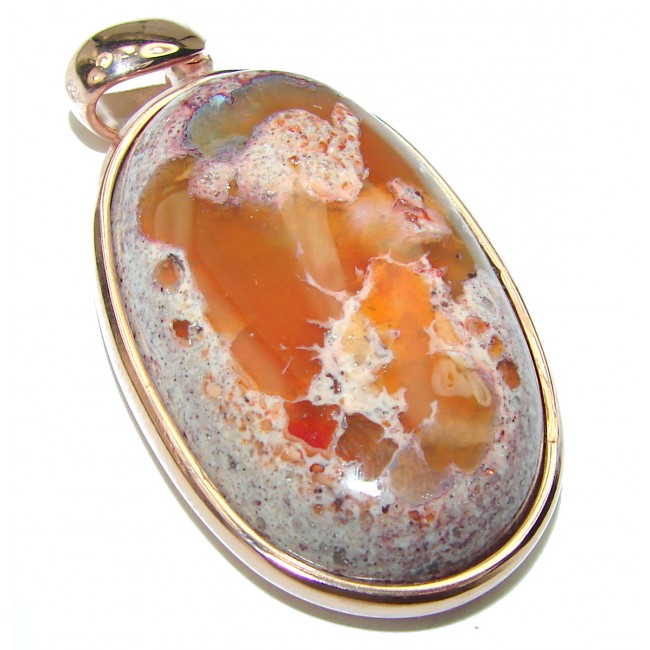 Bonfire Night Natural Mexican Fire Opal 14K Gold over .925 Sterling Silver handmade Pendant