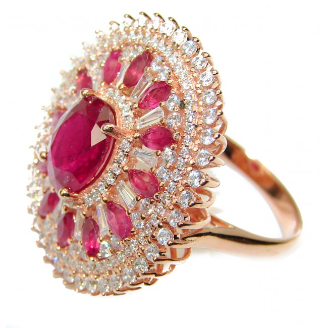 Exceptional Quality Authentic Kasmir Ruby 18K Rose Gold over .925 Sterling Silver Ring size 9 3/4