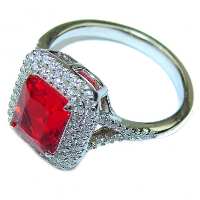 Passionate Love Red Topaz .925 Sterling Silver Eternity Ring size 8 1/4