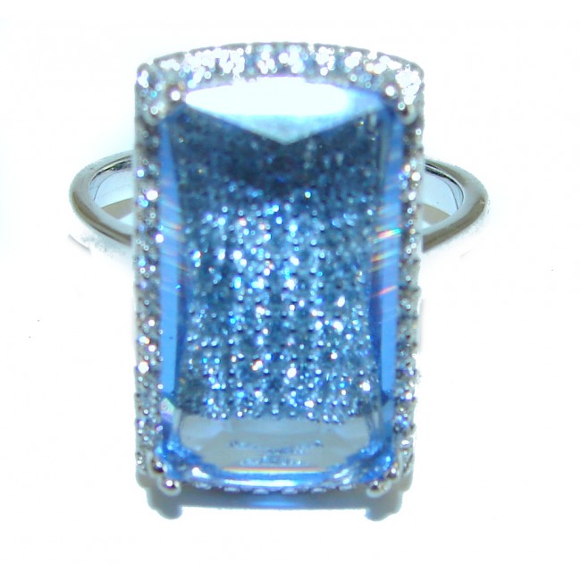 18.8 carat Swiss Blue Topaz .925 Sterling Silver handmade Ring size 7 1/4