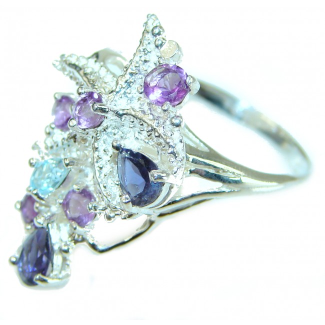 Spectacular Iloite Amethyst .925 Sterling Silver Handcrafted Ring size 8 3/4
