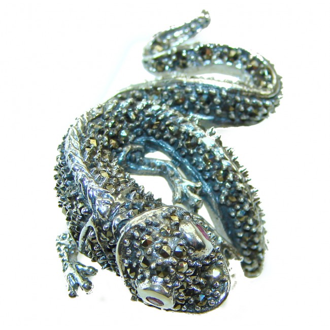 Silver Iguana .925 Sterling Silver handcrafted Statement Ring size 8