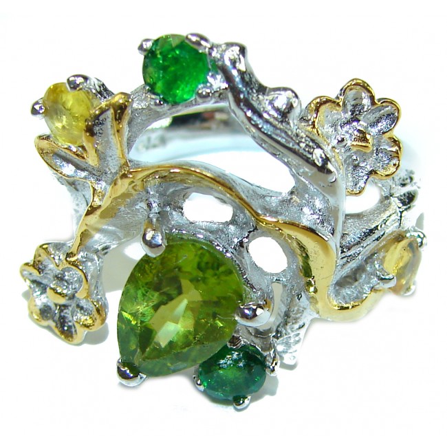 Incredible Beauty authentic Peridot .925 Sterling Silver Perfectly handcrafted Ring s. 8 1/4