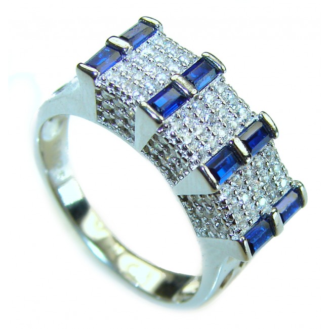 White Topaz Sapphire .925 Sterling Silver brilliantly handcrafted ring s. 7 1/4