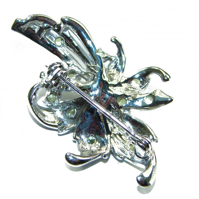 Ocean Reef Pearl Peridot .925 Sterling Silver handmade Brooch