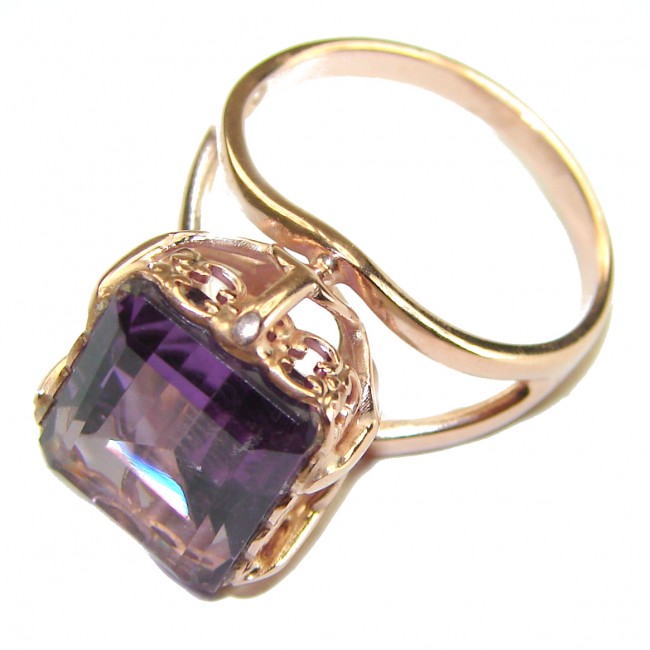 Spectacular 8.5 carat Amethyst 18K Gold over .925 Sterling Silver Handcrafted Ring size 7 1/4
