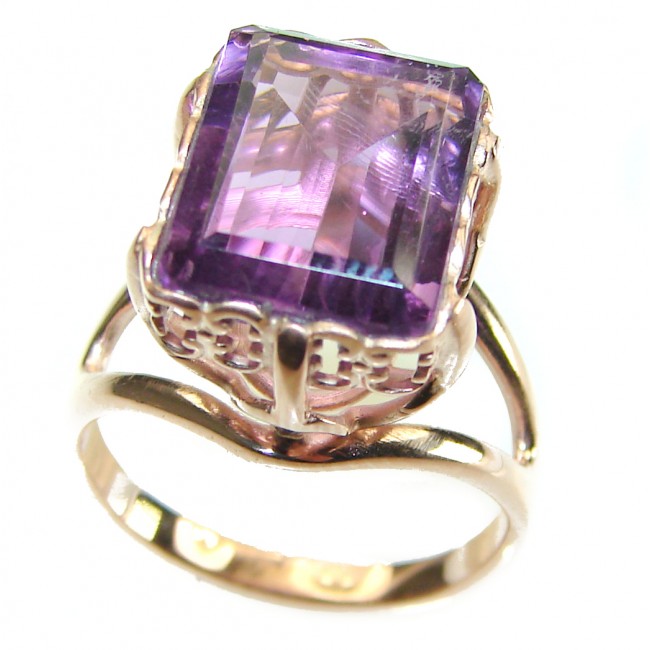 Spectacular 8.5 carat Amethyst 18K Gold over .925 Sterling Silver Handcrafted Ring size 7 1/4