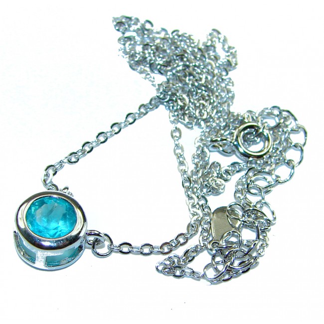 16 inches Aqua Swiss Blue Topaz.925 Sterling Silver necklace
