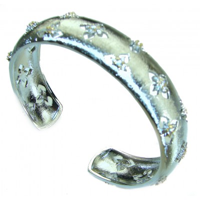Fancy design White Topaz Sterling Silver Bracelet / Cuff