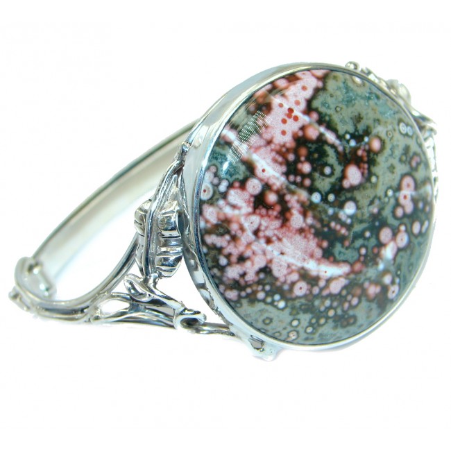 Authentic Pink Ocean Jasper Sterling Silver handcrafted Bracelet / Cuff