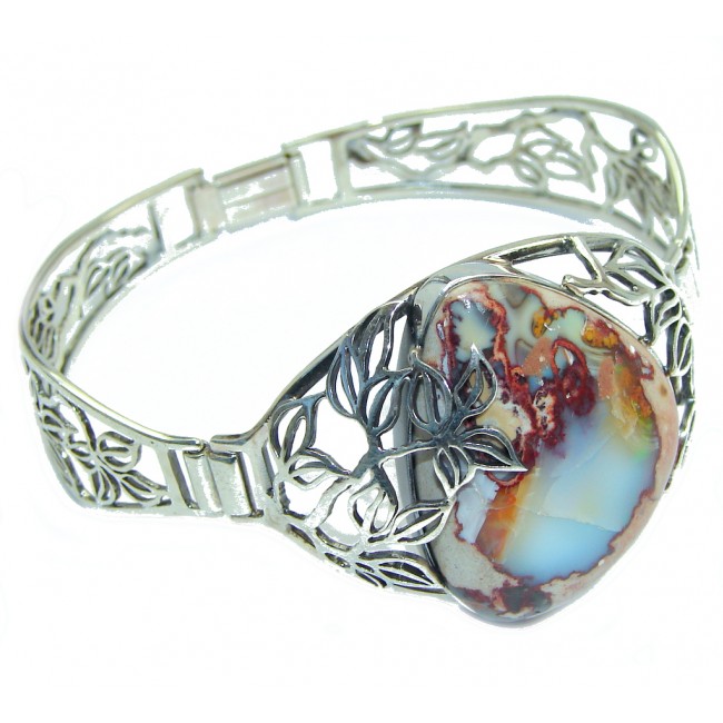 One of the kind Mexican Fire Opal Oxidized Sterling Silver Bracelet / Cuff