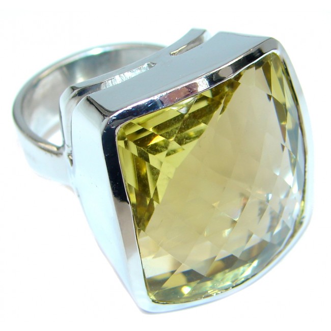 Gaint faceted Natural flawless Citrine Sterling Silver ring size 9