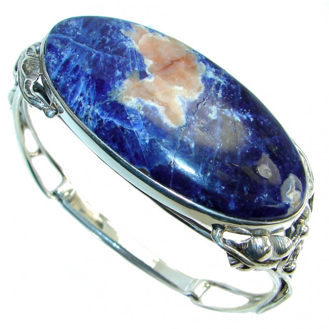 Huge Blue Galaxy genuine Sodalite handcrafted Sterling Silver Bracelet