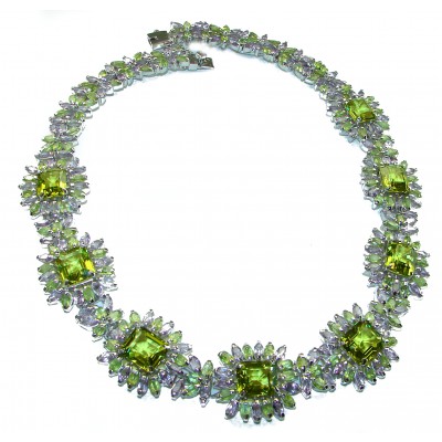 Incredible Beauty 105.8 grams authentic Green Topaz .925 Sterling Silver handcrafted necklace