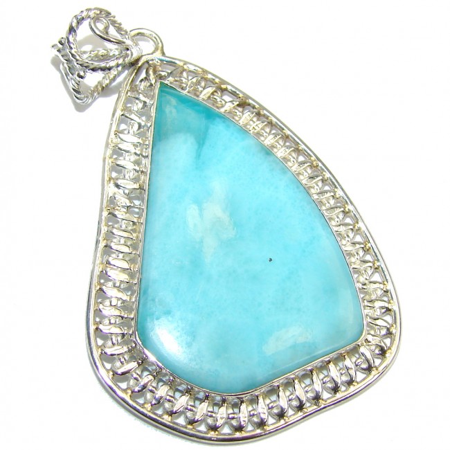 Amazing Vintage Style AAA Blue Larimar Gold Over Oxidized Sterling Silver Pendant