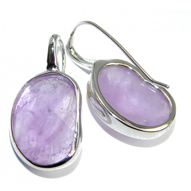 Chunky Perfect Genuine faceted Amethyst Sterling Silver earrings