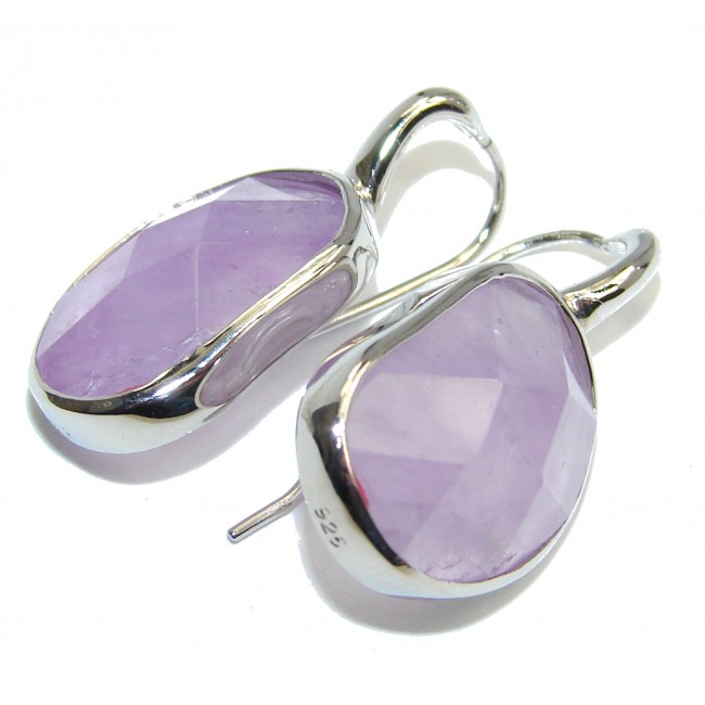 Chunky Perfect Genuine faceted Amethyst Sterling Silver earrings