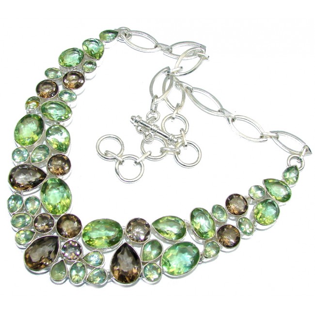 Great Impression created Green Amethyst Sterling Silver necklace
