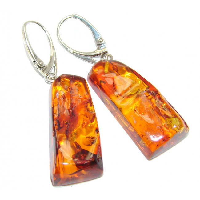 Big! Perfect Couple Baltic Amber Sterling Silver earrings