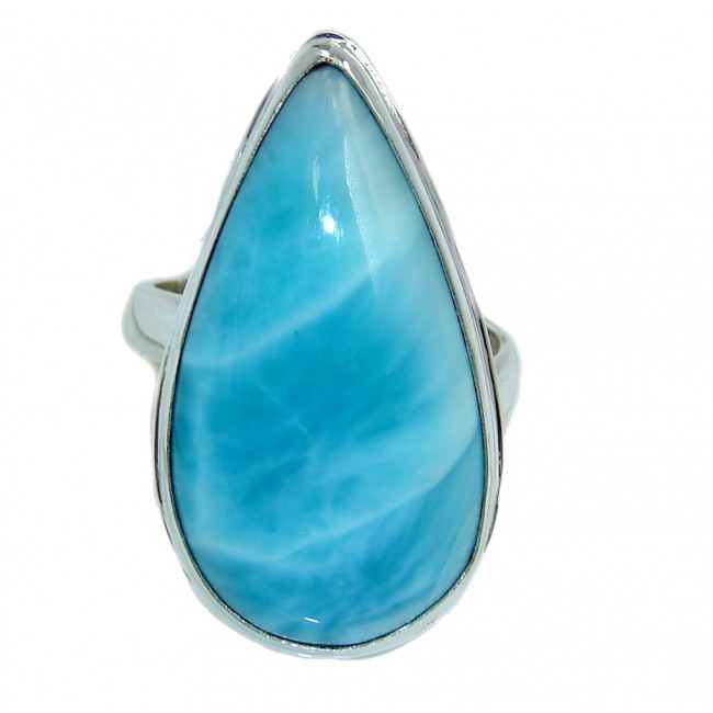 Sublime quality Blue Larimar Sterling Silver Ring size adjustable