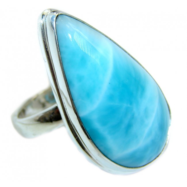 Sublime quality Blue Larimar Sterling Silver Ring size adjustable