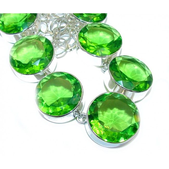 Touch Of Life Huge Green Quartz Sterling Silver necklace