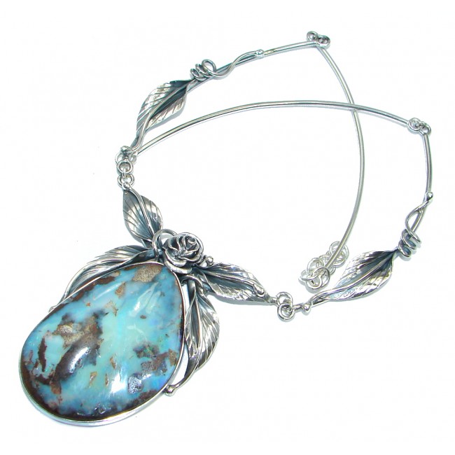 Natural Australian Boulder Opal Sterling Silver handcrafted necklace