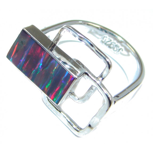 Modern Beauty created Opal Sterling Silver ring s. 6