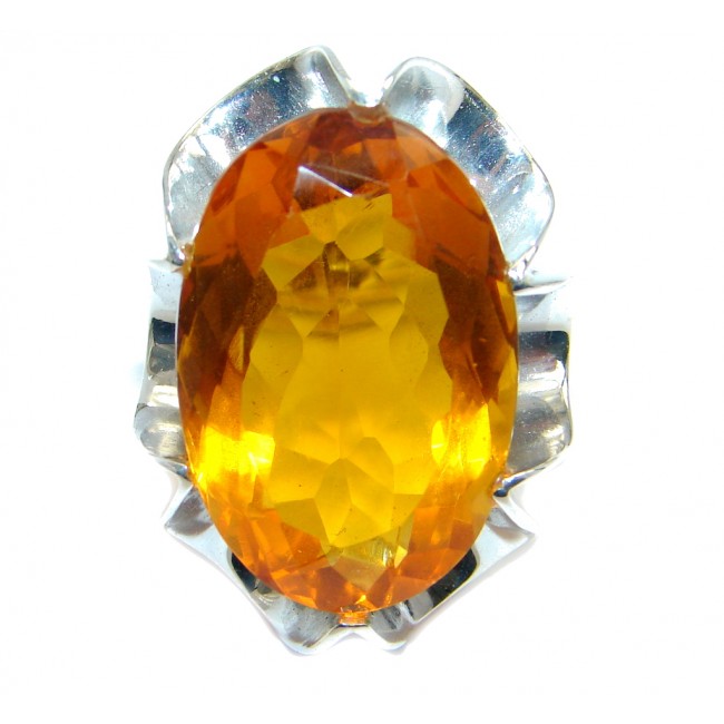 Amazing created Golden Topaz Sterling Silver ring s. 7