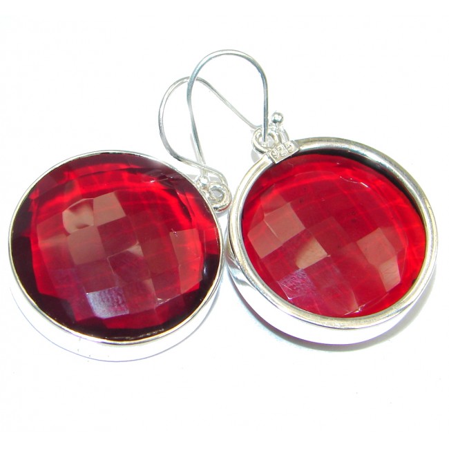 Huge Energazing Red Quartz Sterling Silver handmade earrings