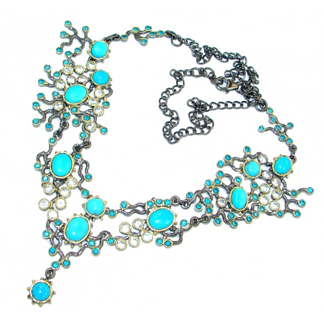 Genuine Sleeping Beauty Turquoise Topaz Rhodium Gold plated over Sterling Silver necklace