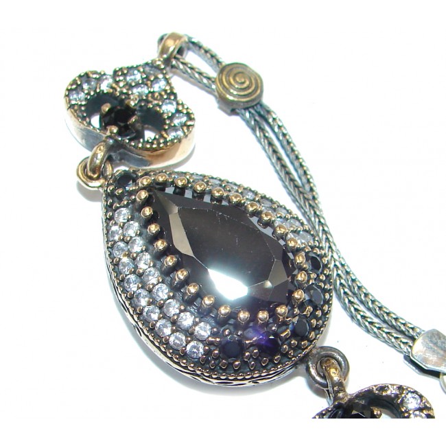 Victorian Style created Onyx & White Topaz Sterling Silver Bracelet