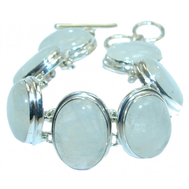 Amazing AAA Blue Moonstone & Blue Quartz Sterling Silver Bracelet