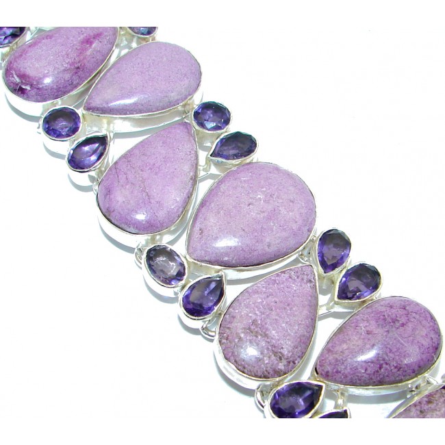 Lavender Beauty created Purple Sugalite & Amethyst Sterling Silver Bracelet