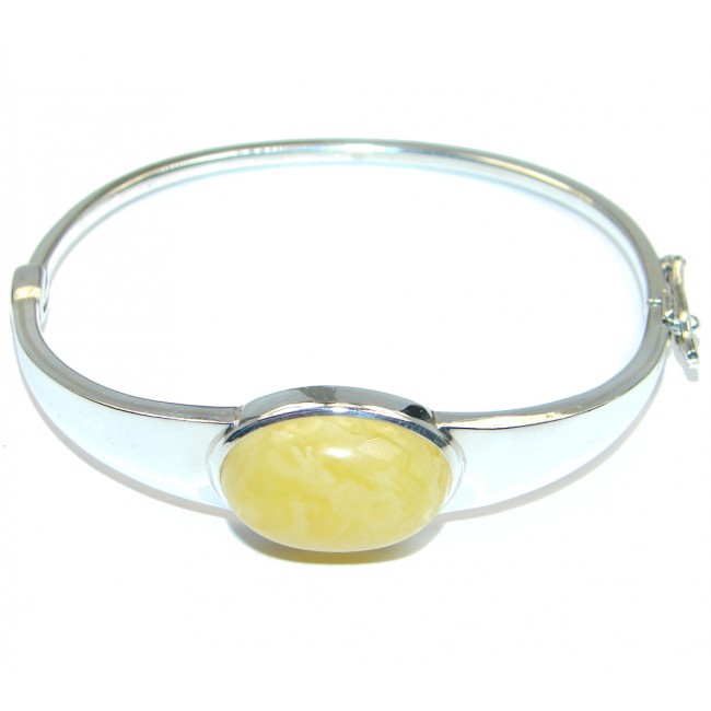 Elegant Genuine Butterscotch Baltic Amber Sterling Silver Bracelet / Cuff