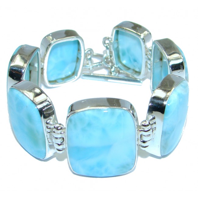 Solid and Bold Genuine Blue Larimar Sterling Silver handmade Bracelet