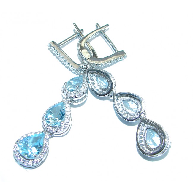 Sublime genuine Swiss Blue Topaz Sterling Silver earrings
